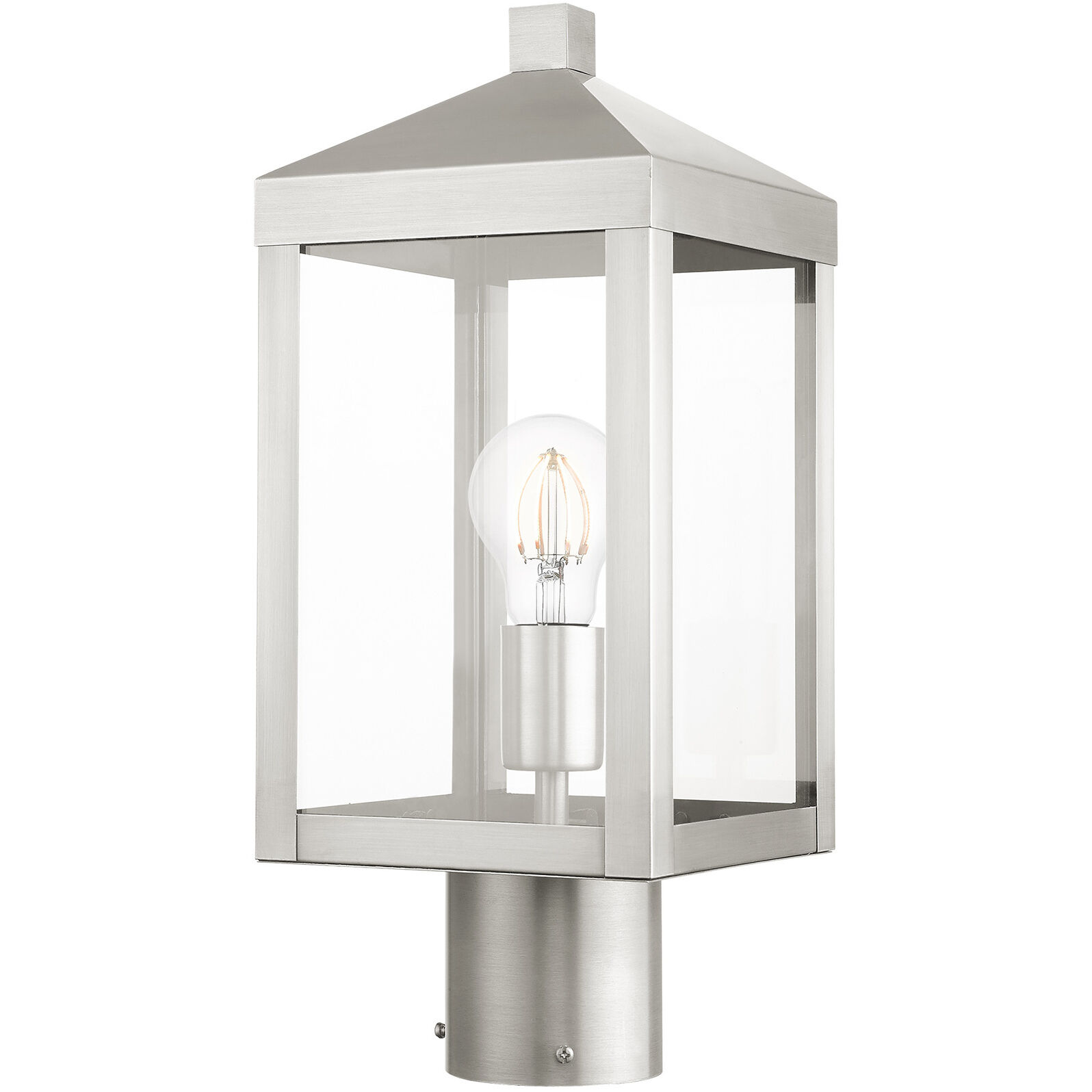 Nyack 1 Light 15 inch Brushed Nickel Outdoor Post Top Lantern