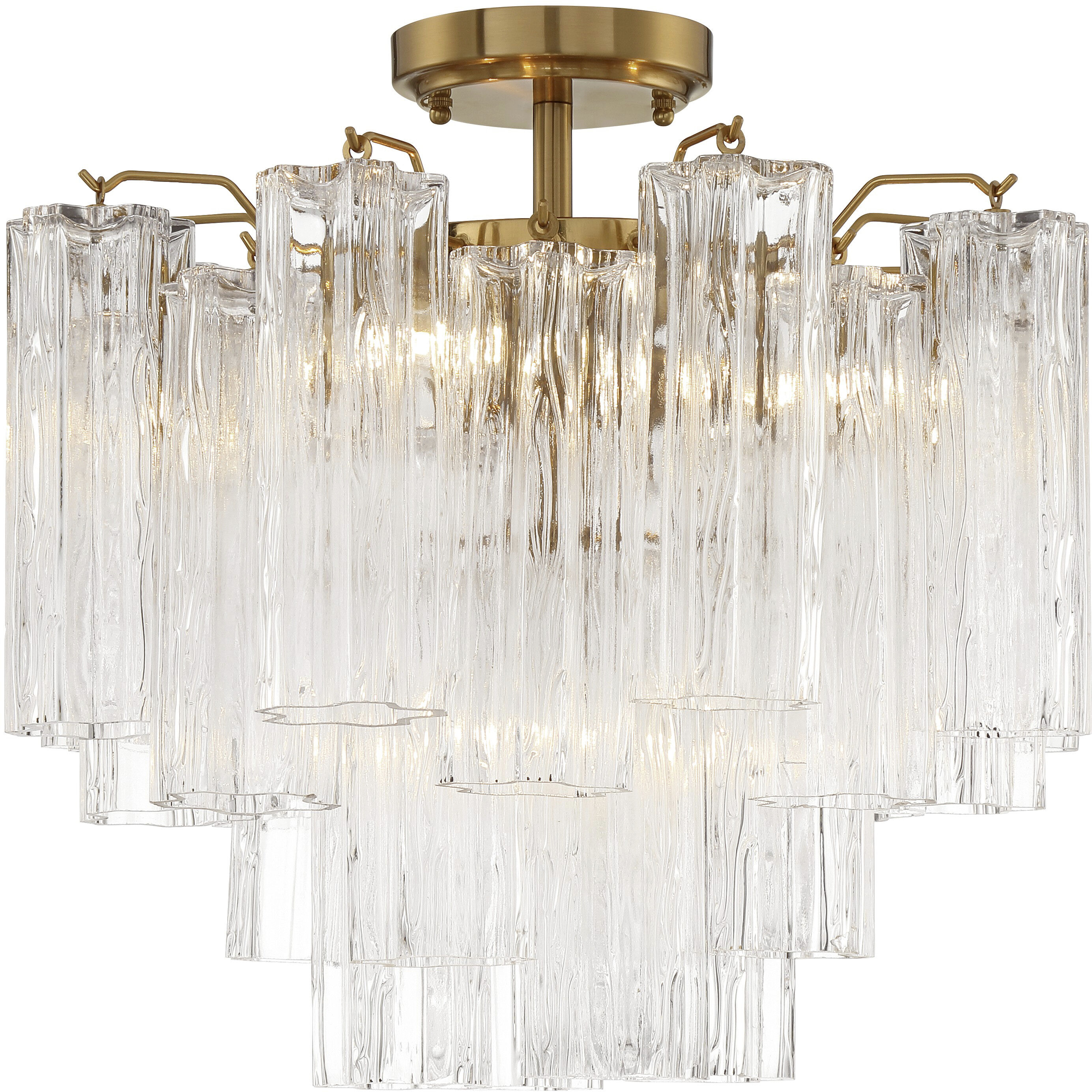 Addis 4 Light 17.75 inch Aged Brass Semi Flush Ceiling Light in Clear