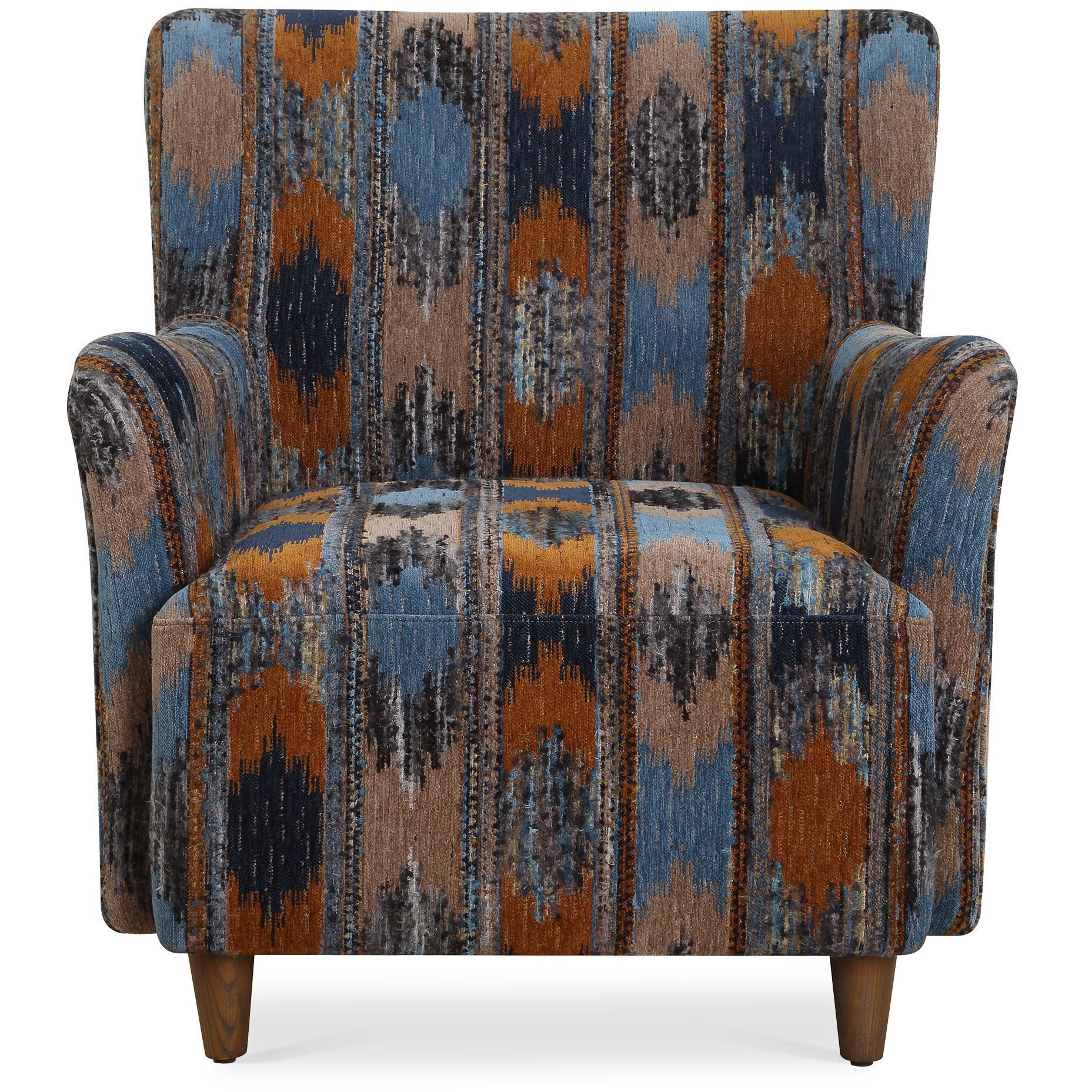 Lainey Sapphire and Rust and Spa Blue with Walnut Armchair