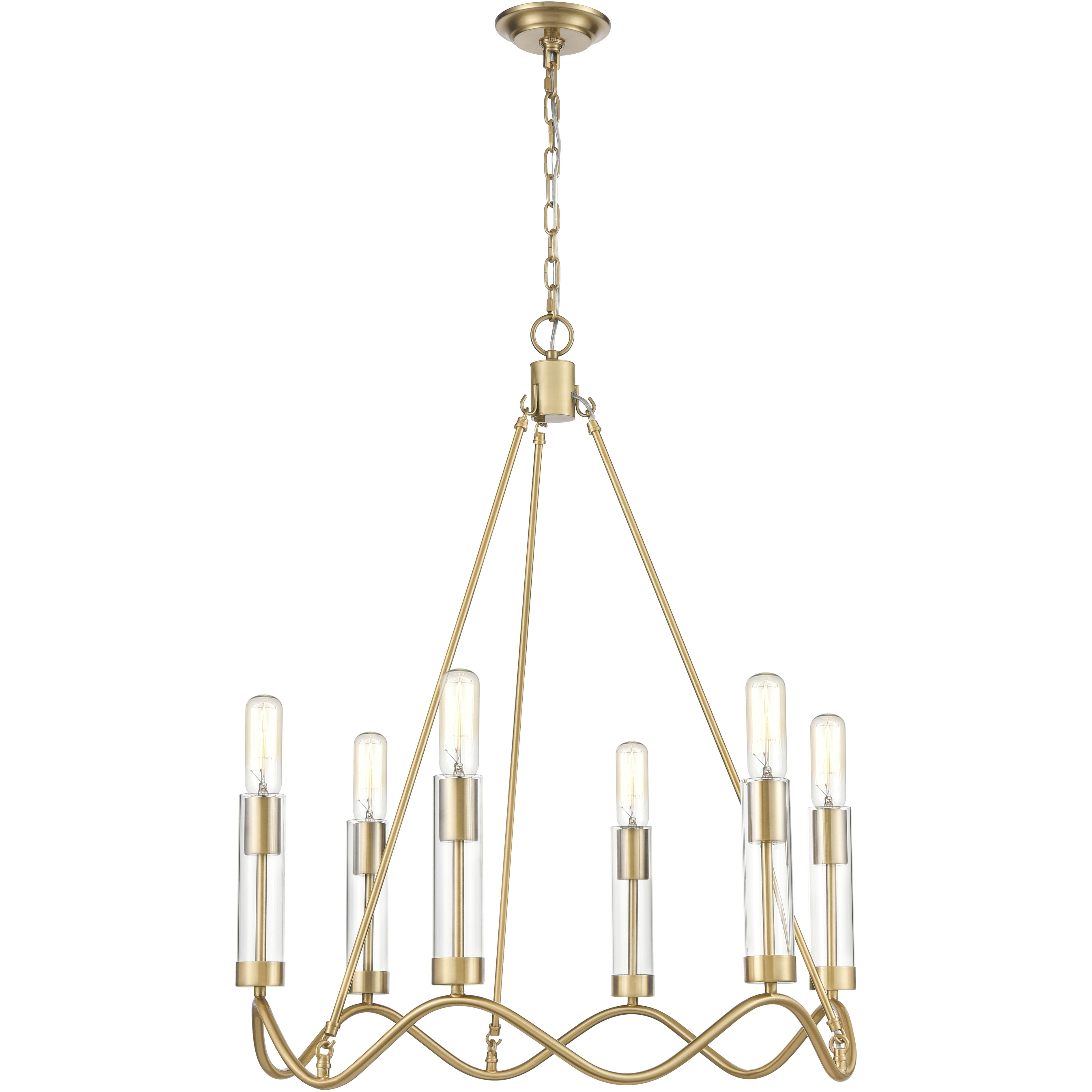 Celsius 6 Light 27 inch Satin Brass Chandelier Ceiling Light