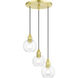 Downtown 3 Light 16 inch Satin Brass Multi Pendant Ceiling Light, Sphere
