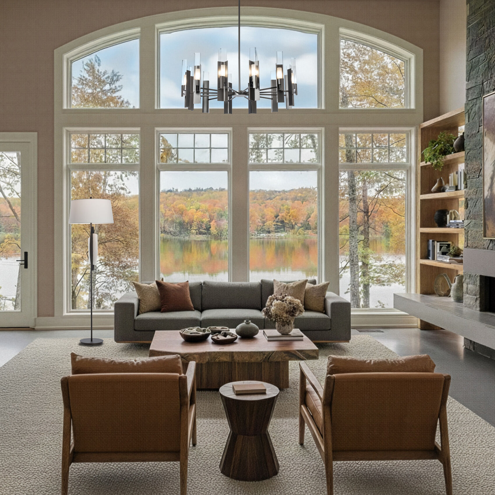 Summit 12 Light 40.2 inch Dark Smoke Pendant Ceiling Light in Clear