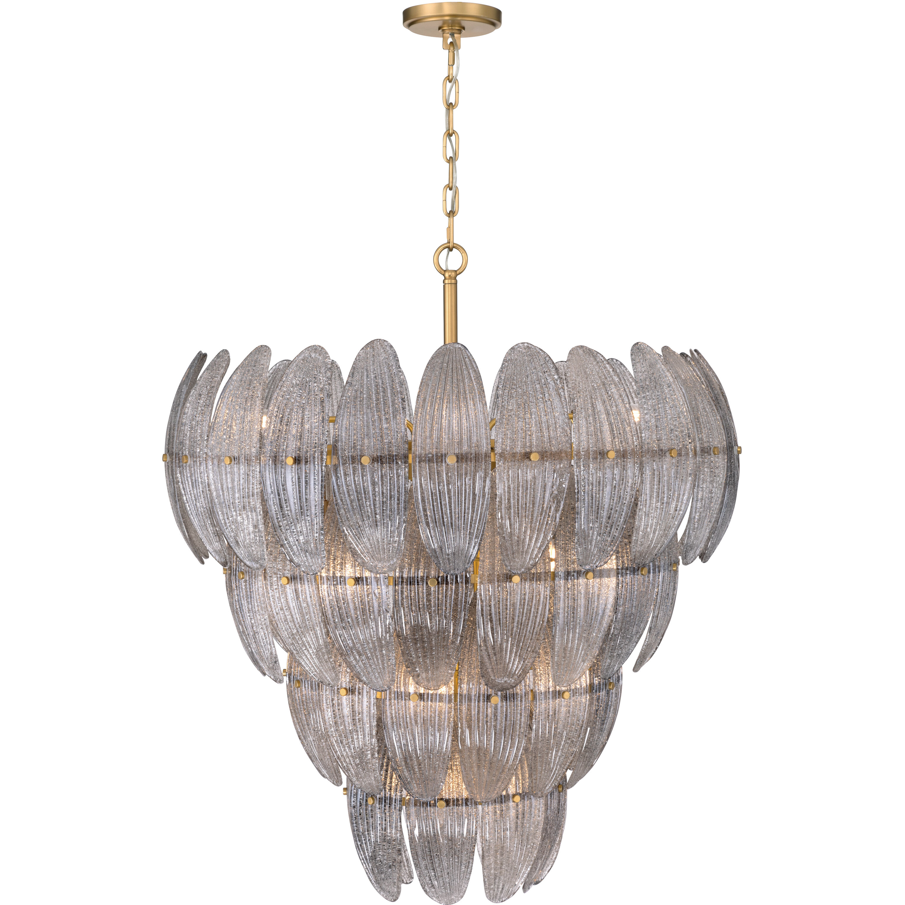 Marclaire 15 Light 32.75 inch Legacy Brass Pendant Ceiling Light in Grey Textured Handmade Glass