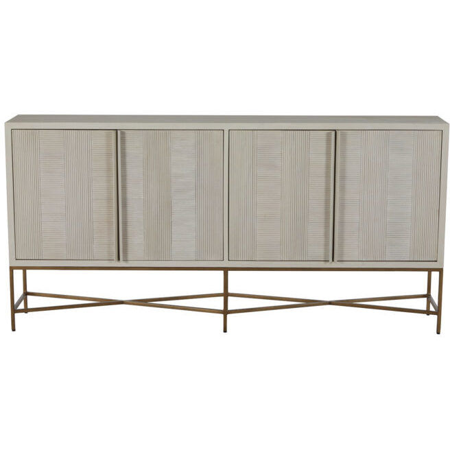 Carol Cerused White / Stained Brass Cabinet
