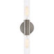 Fusion Collection - Rimini Family 2 Light 4.25 inch Brushed Nickel and Clear Ribbed ADA Wall Sconce Wall Light, EVOLV