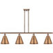 Ballston Cone 4 Light 48 inch Antique Copper Island Light Ceiling Light