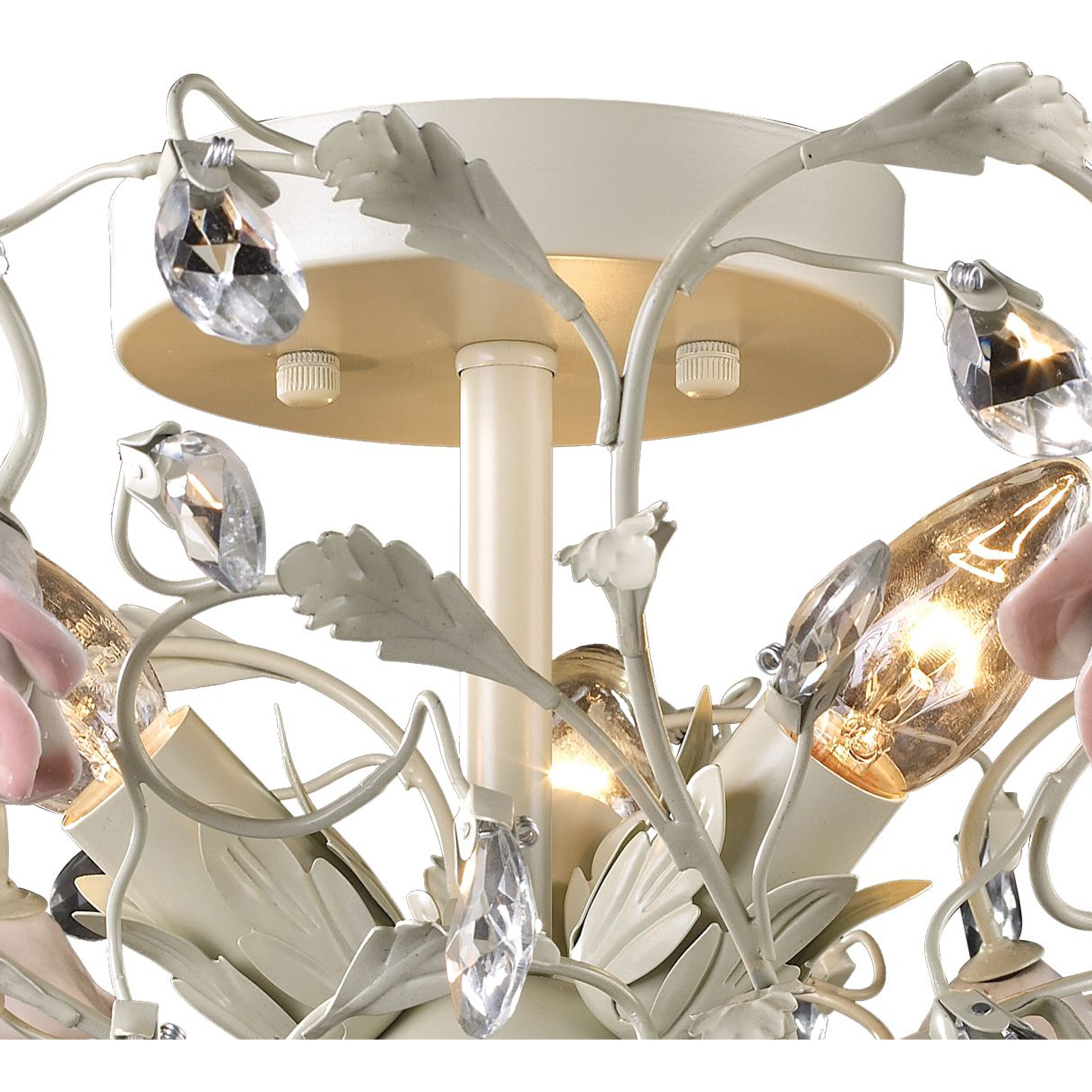 Heritage 3 Light 17 inch Cream Semi Flush Mount Ceiling Light