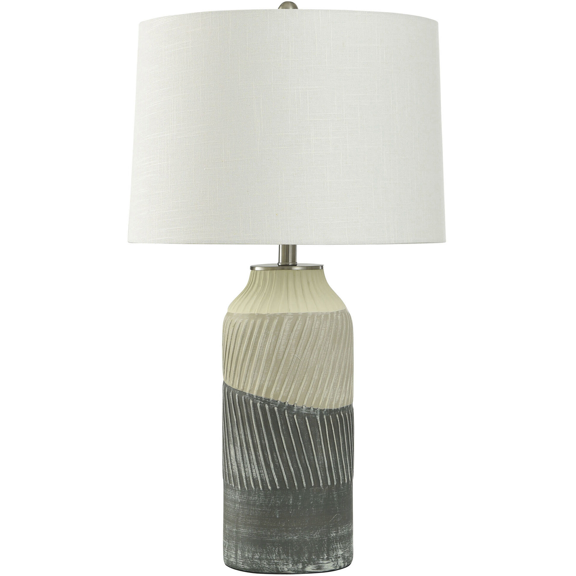 Cameron 30.5 inch 100.00 watt Charcoal Grey and Crem Table Lamp Portable Light