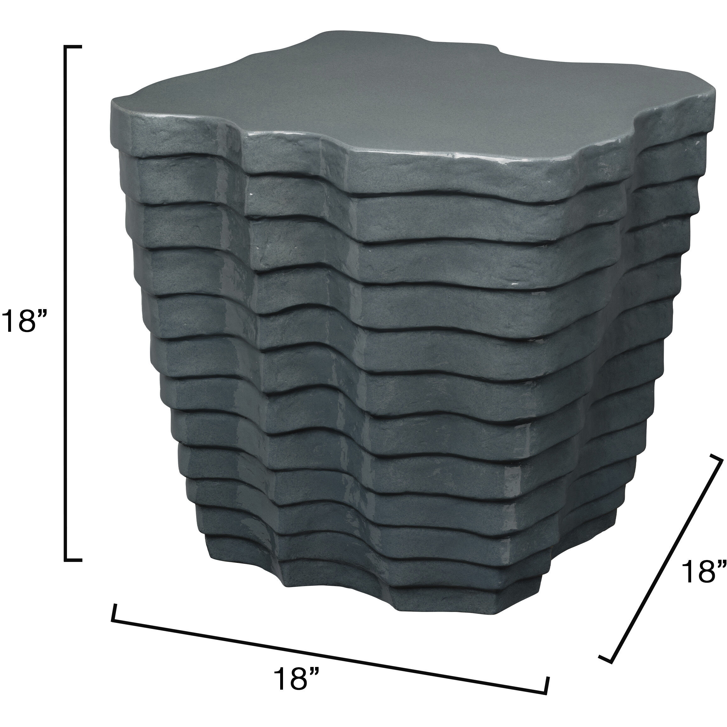 Strata 18 X 18 inch Slate Blue Glaze Side Table, Inline