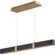 Decca LED 36 inch Aged Brass And Black Oak Linear Pendant Ceiling Light