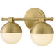 Bowie 2 Light 14.25 inch Lacquered Brass Vanity Light Wall Light