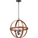 Compass 4 Light 22.5 inch Antique Pecan/Black Outdoor Pendant in Antique Pecan and Black