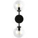 Alora Mood Cassia 2 Light 6 inch Matte Black Wall/Vanity Light Wall Light in Clear Glass