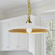 Quentin LED 18 inch Aged Brass Pendant Ceiling Light in Matte White/Gold