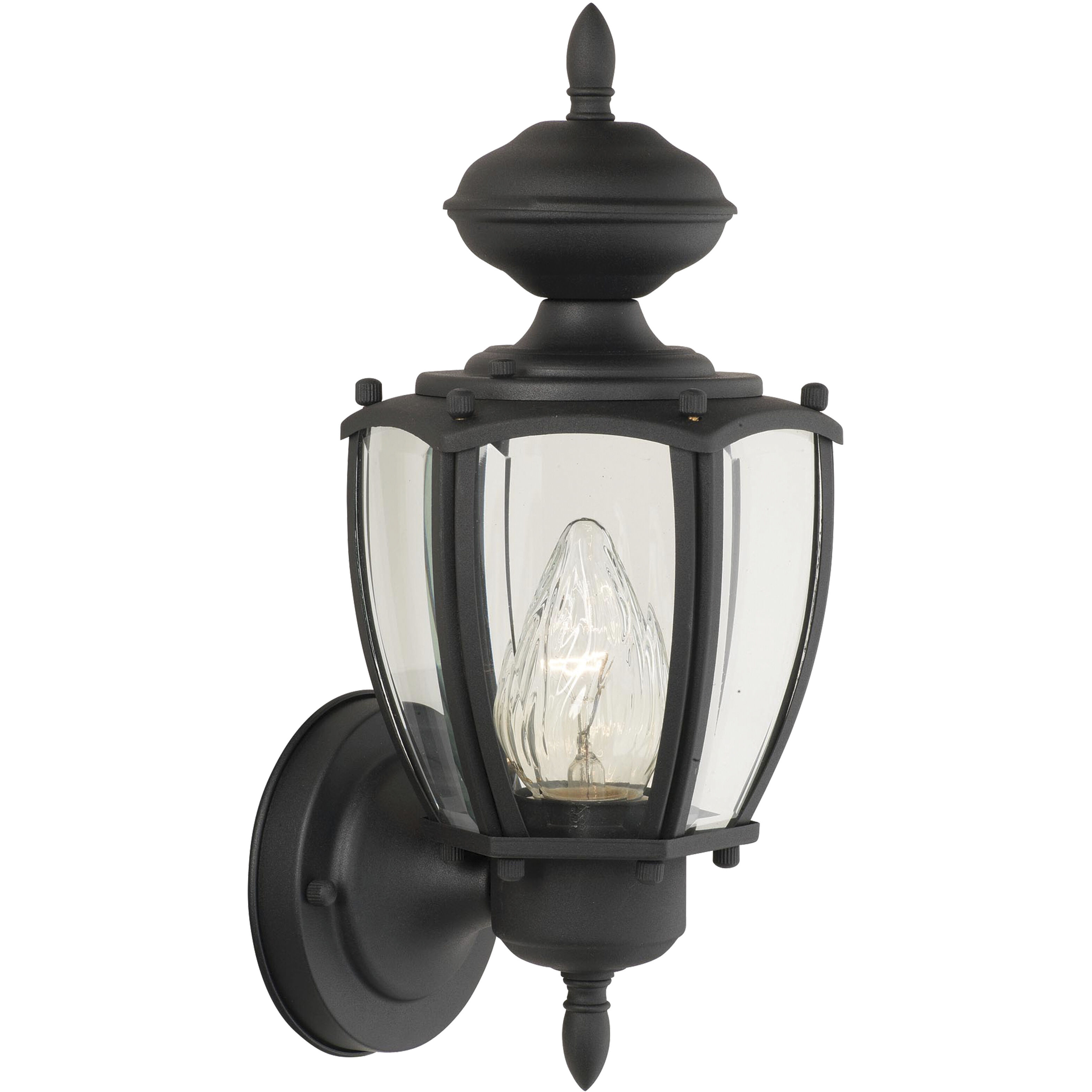 Park Avenue 1 Light 12 inch Black with Clear Outdoor Wall Sconce