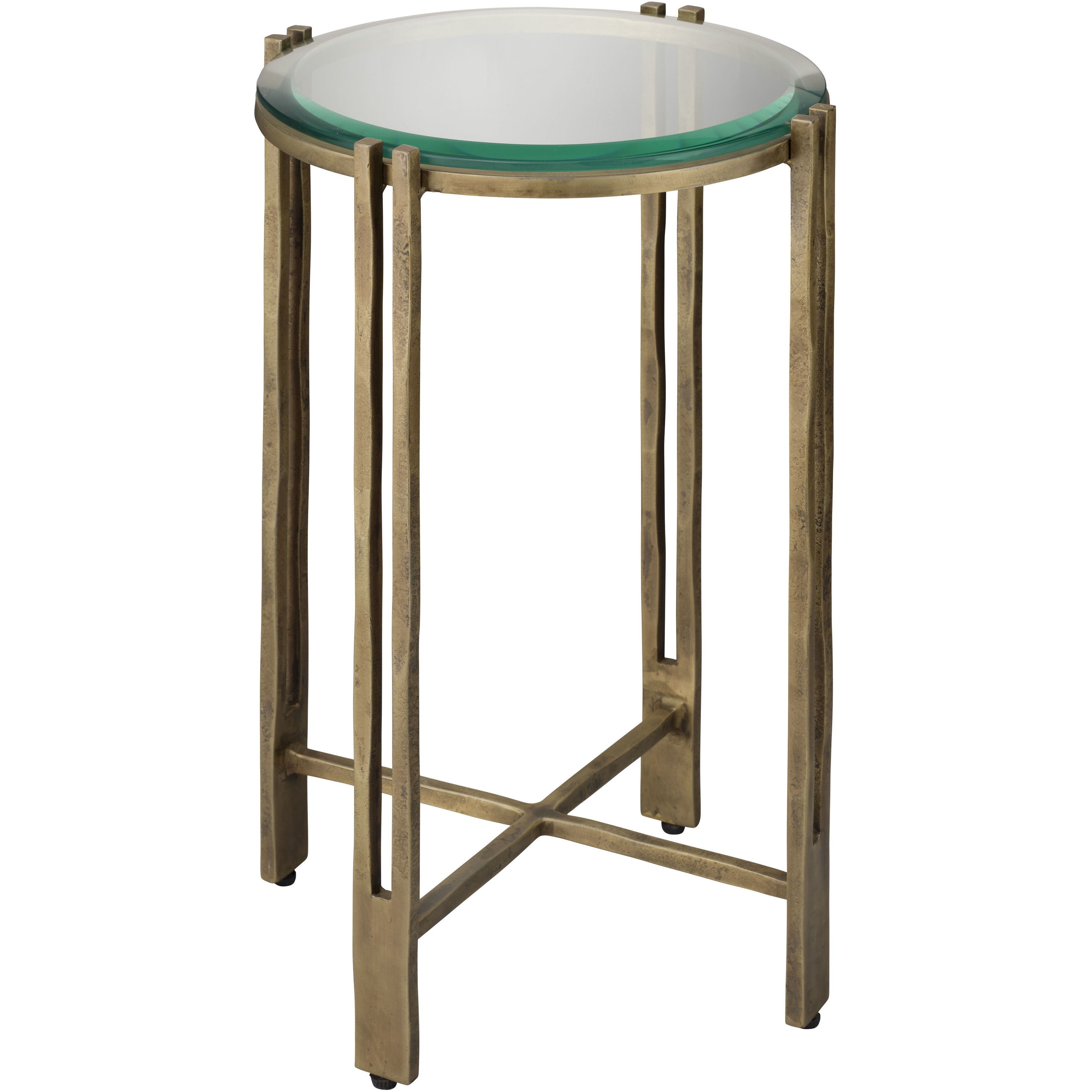 Metrical 20.5 X 14 inch Antique Brass Side Table, Inline