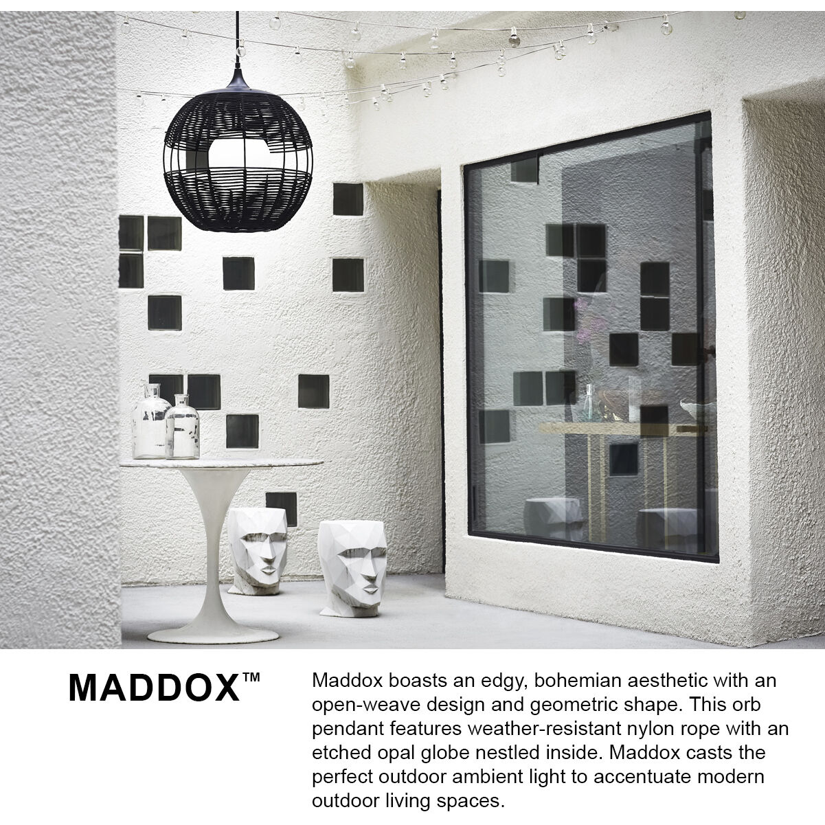 Maddox 1 Light 14 inch Black Outdoor Hanging, Open Air