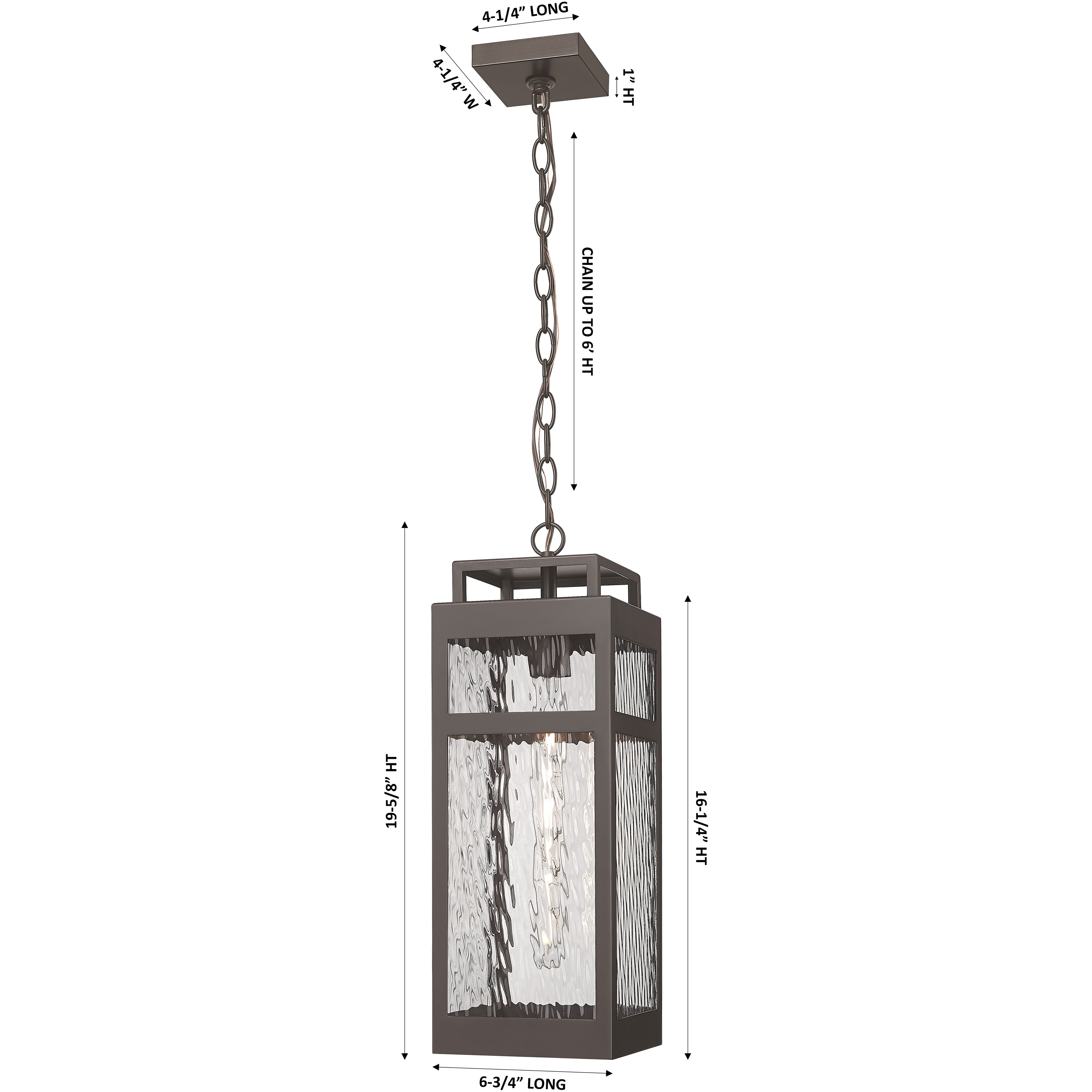 Ridgeway 1 Light 6.75 inch Bronze Outdoor Pendant in Waterglass