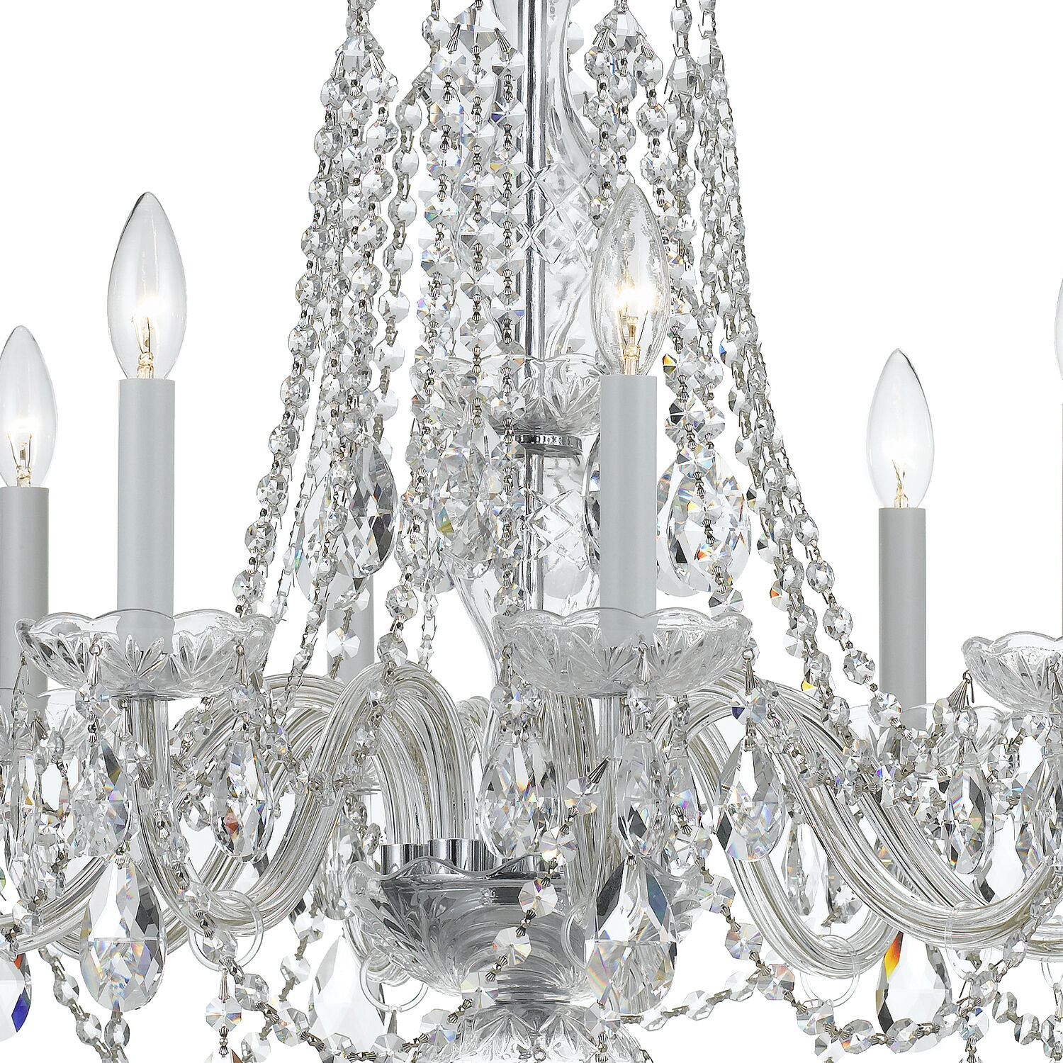 Traditional Crystal 8 Light 26 inch Polished Chrome Chandelier Ceiling Light in Clear Hand Cut