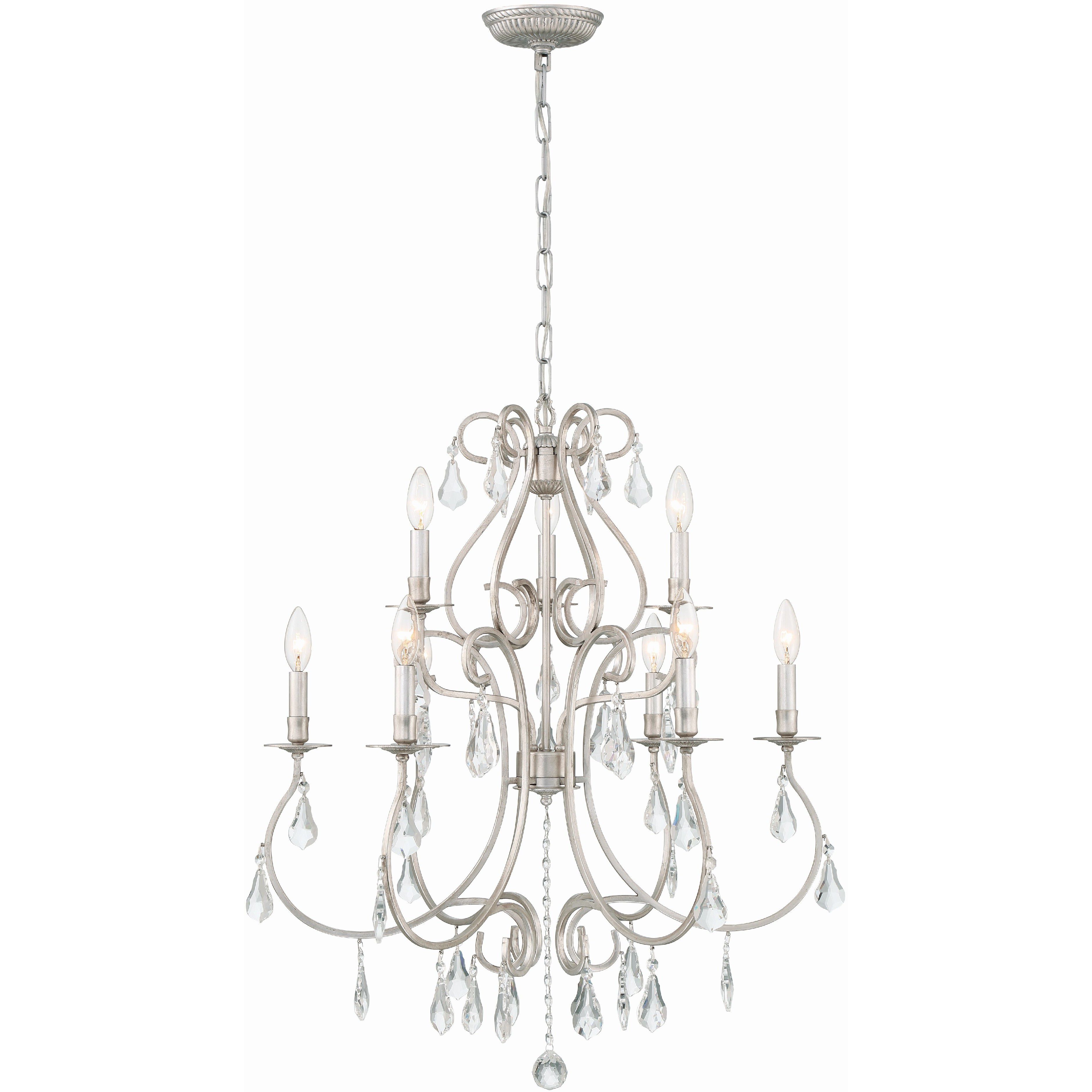 Ashton 9 Light 25.5 inch Olde Silver Chandelier Ceiling Light in Clear Hand Cut