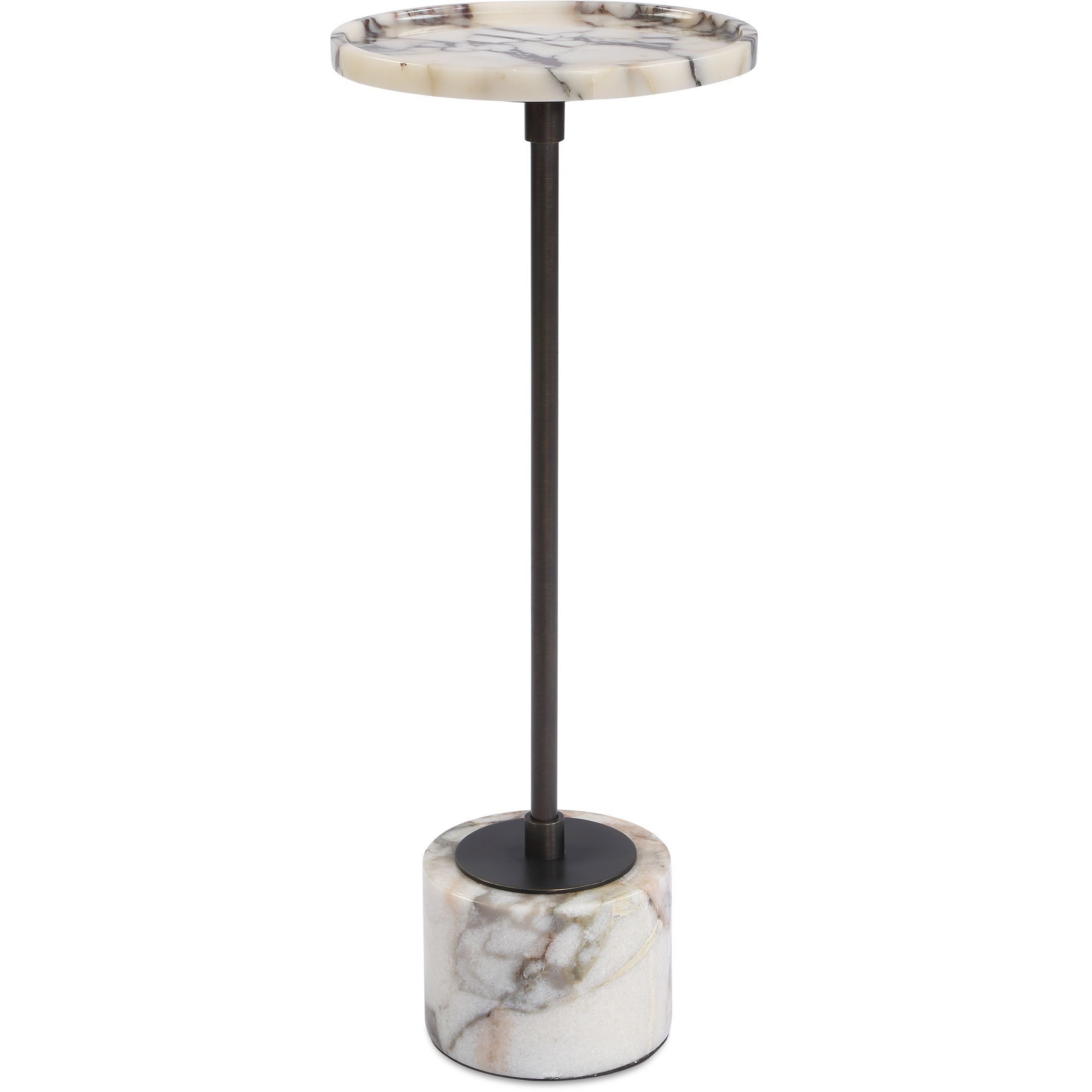 Brunson 24 X 9.5 inch Dark Bronze and White Marble Drink Table