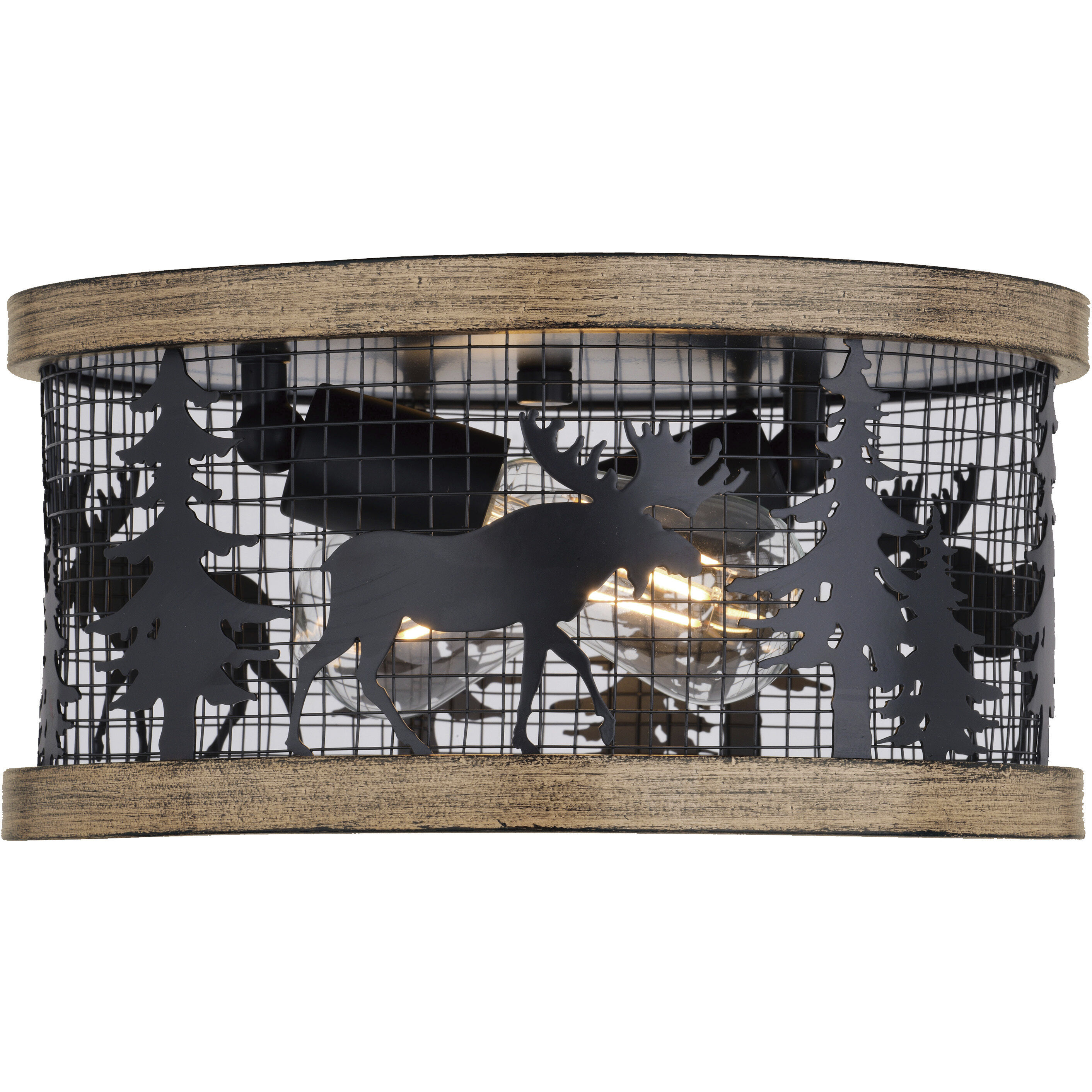 Kodiak LED 12 inch Black and Burnished Teak Flush Mount Ceiling Light