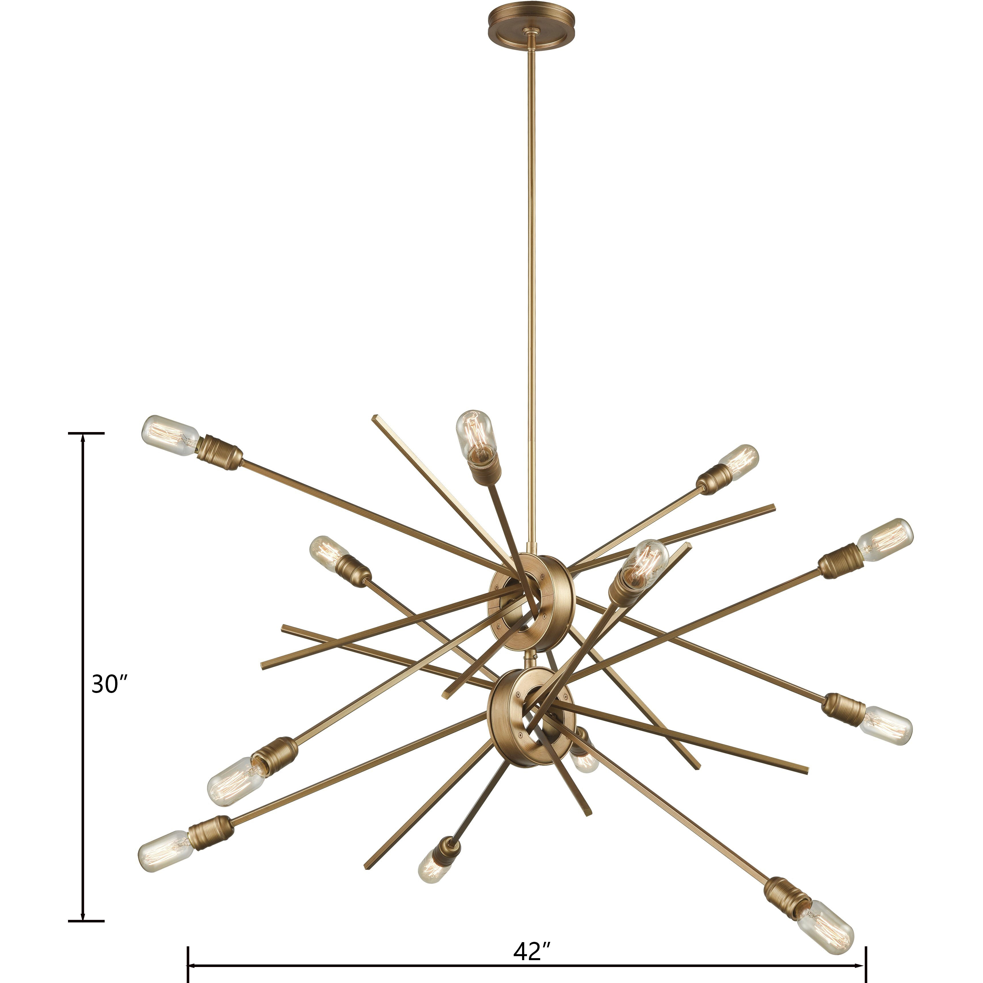 Xenia 12 Light 42 inch Matte Gold Chandelier Ceiling Light