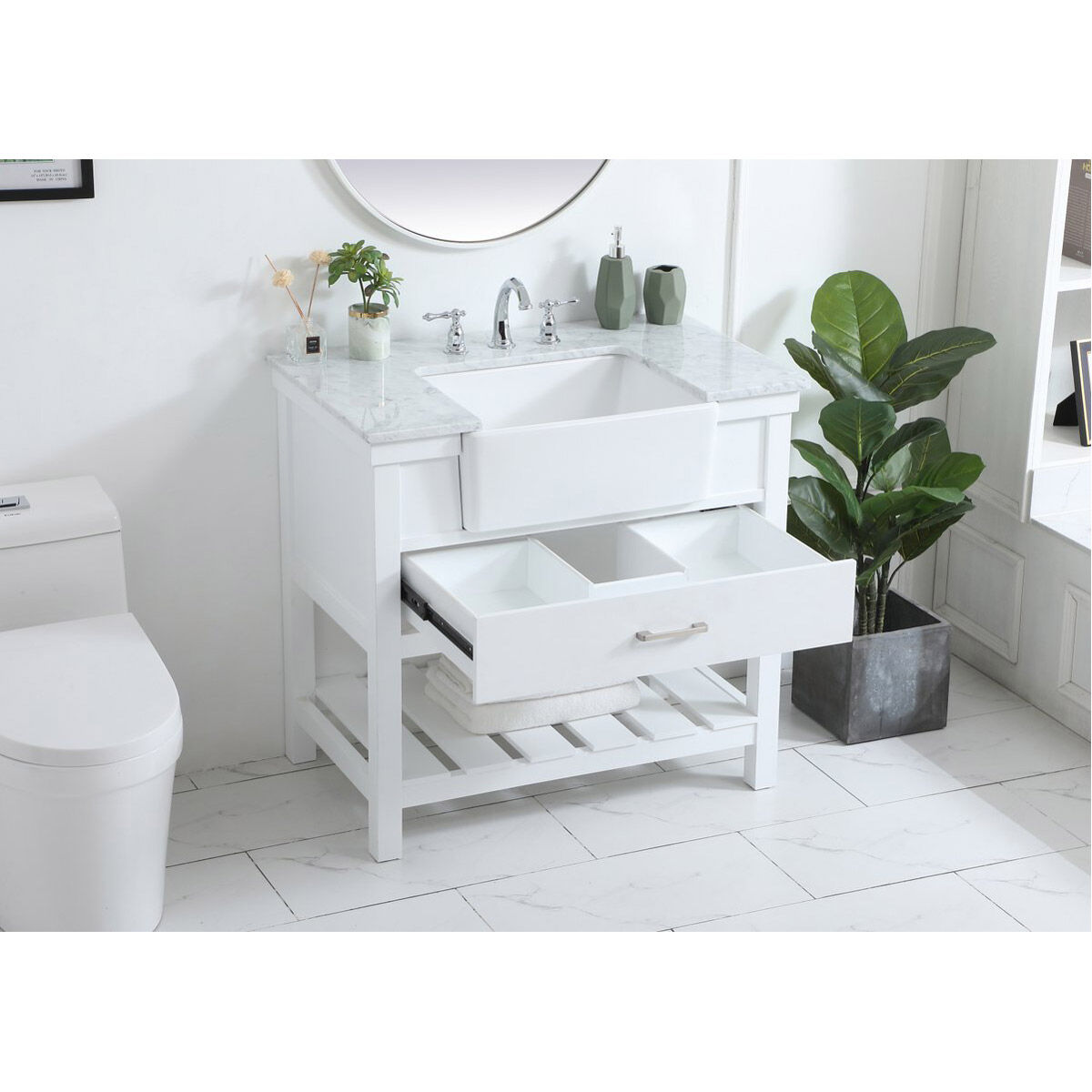 Clement 36 X 22 X 34 inch White Bathroom Vanity Cabinet