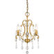 Claire 3 Light 12 inch Antique Gold Convertible Mini Chandelier Ceiling Light