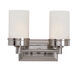 Fusion 2 Light 12 inch Brushed Nickel Vanity Bar Wall Light
