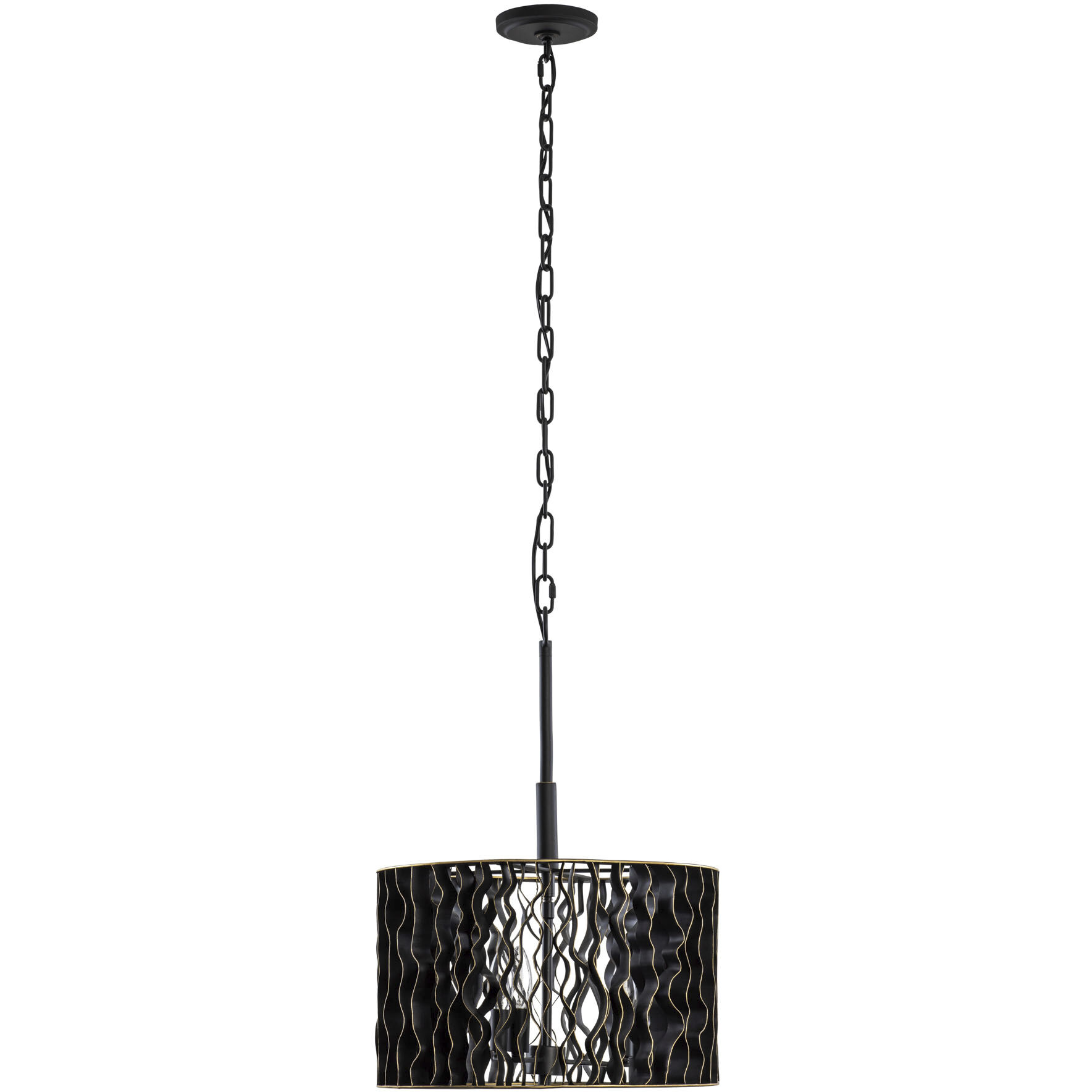 Estela 3 Light 16 inch Matte Black and French Gold Pendant Ceiling Light, Semi-Flush Convertible, Smithsonian Collaboration