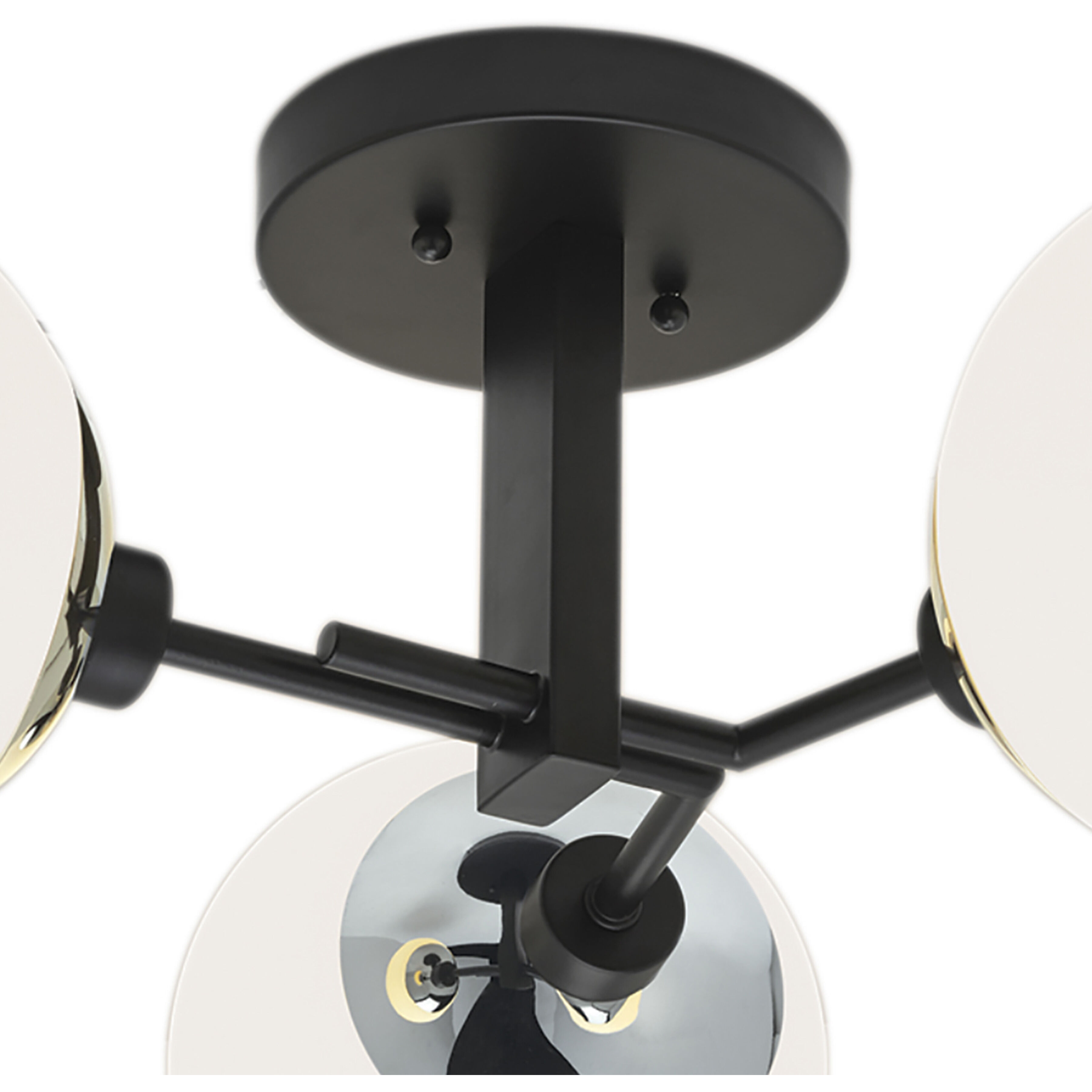 Triple Play 3 Light 24.38 inch Polished Nickel with Matte Black Semi Flush Mount Ceiling Light