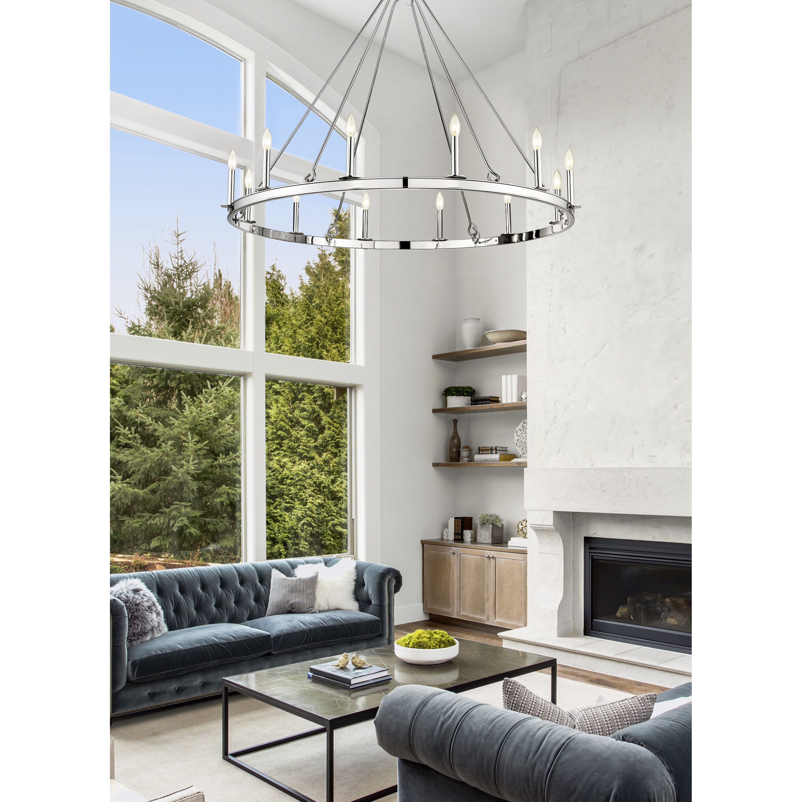 Barclay 12 Light 48 inch Polished Nickel Chandelier Ceiling Light