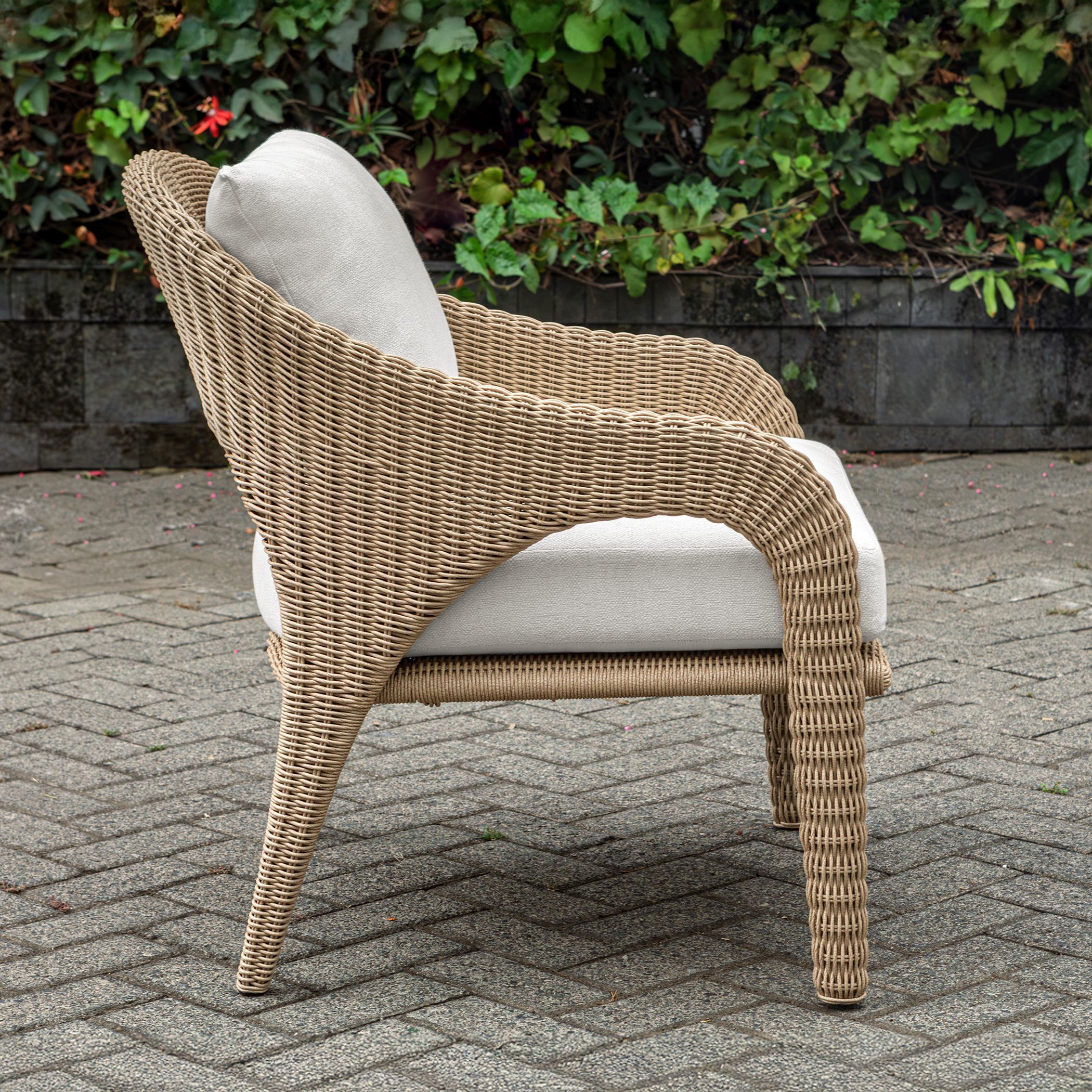 Kavali Natural Honey and Oyster White Outdoor Lounge Chair