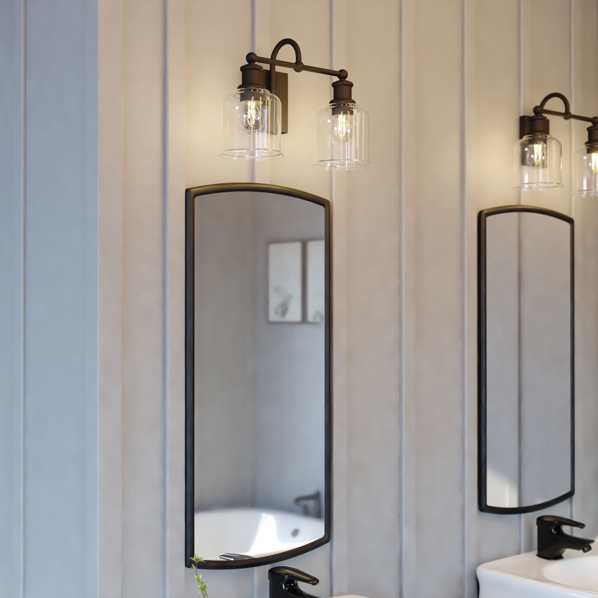 Northbrook 2 Light 16 inch Matte Black Bathroom Light Wall Light