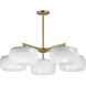 Glazed 5 Light 36 inch White and Natural Aged Brass Chandelier Ceiling Light