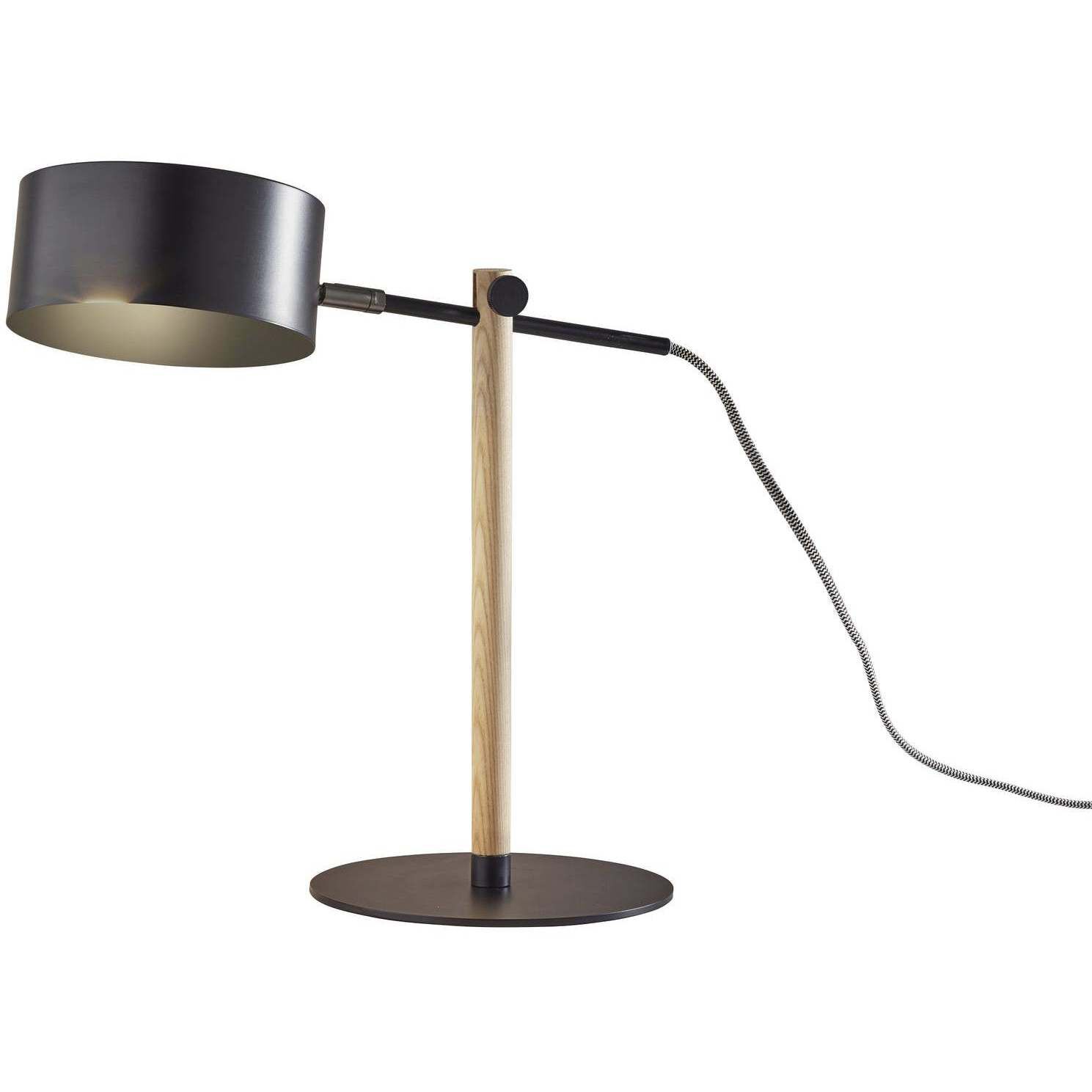 Dylan 19 inch 100 watt Natural Wood / Black Metal Desk Lamp Portable Light