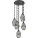 Ellisse 5 Light 20.5 inch Matte Black Multi-Pendant Ceiling Light in Smoke Optic, Rectangular Chain