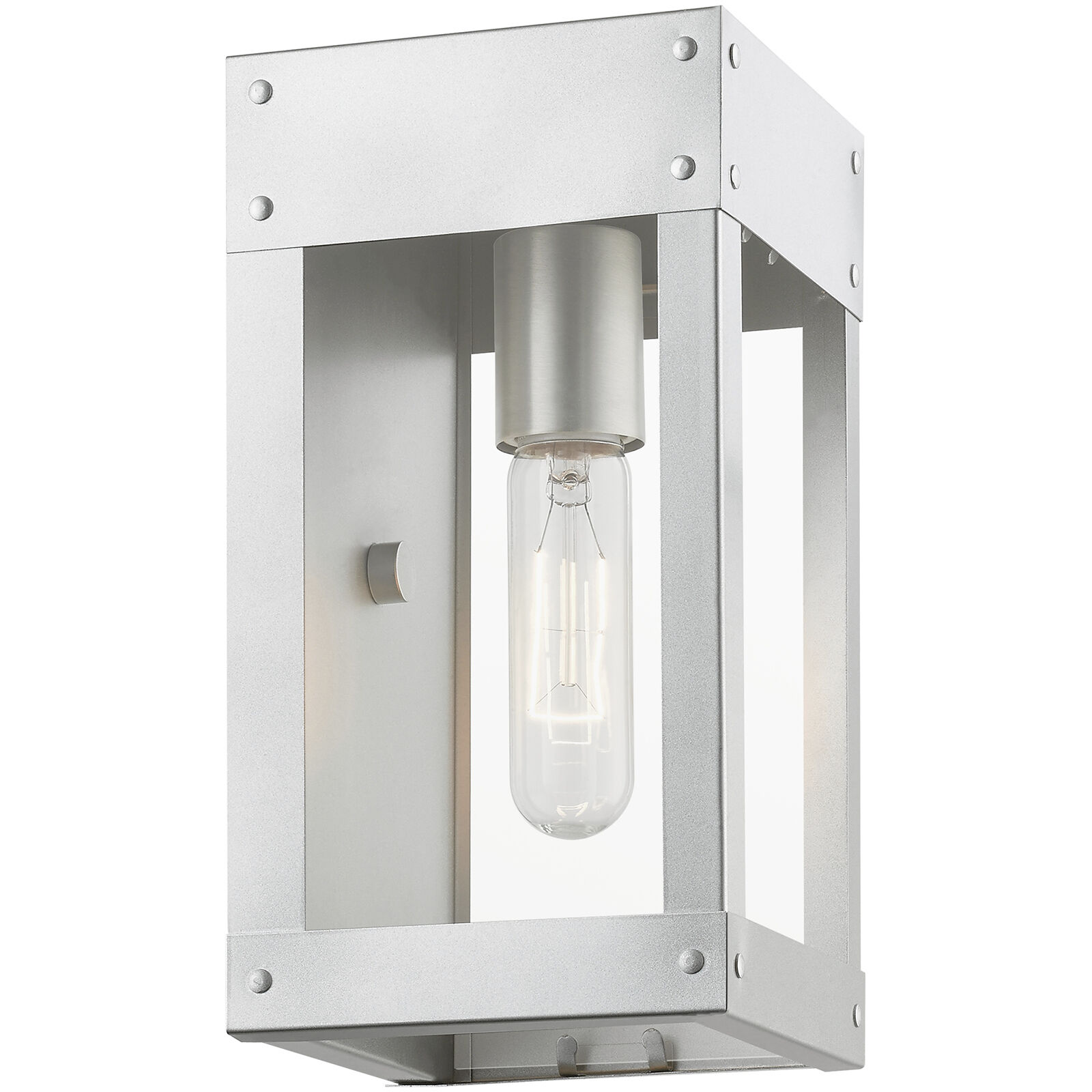 Barrett 1 Light 10 inch Painted Satin Nickel with Brushed Nickel Candle Outdoor Wall Lantern