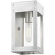 Barrett 1 Light 10 inch Painted Satin Nickel with Brushed Nickel Candle Outdoor Wall Lantern