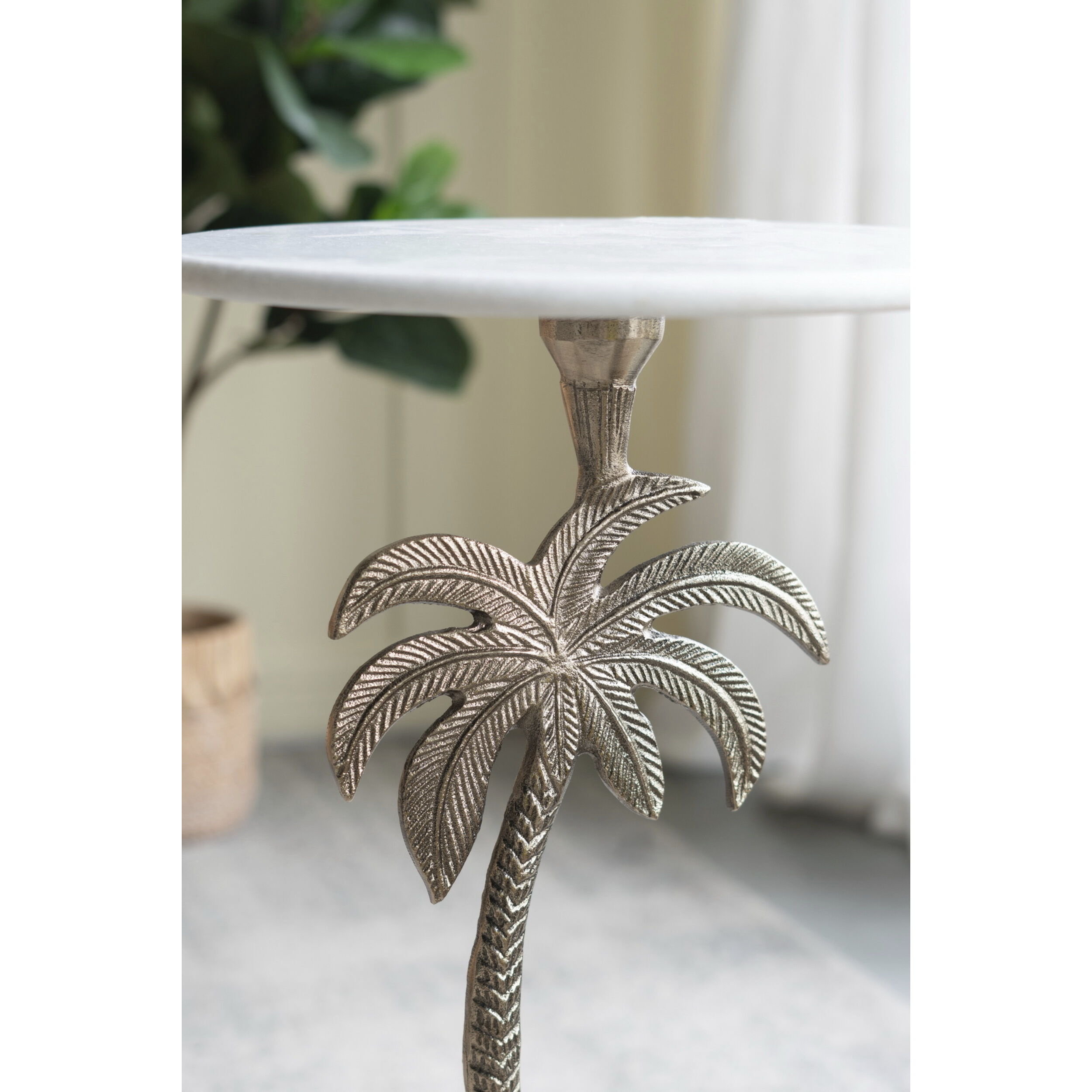 Anita 24 X 14 inch Gold and White Side Table