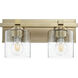 Fort Worth 2 Light 14 inch Aged Brass Wall Sconce Wall Light in Clear Seeded