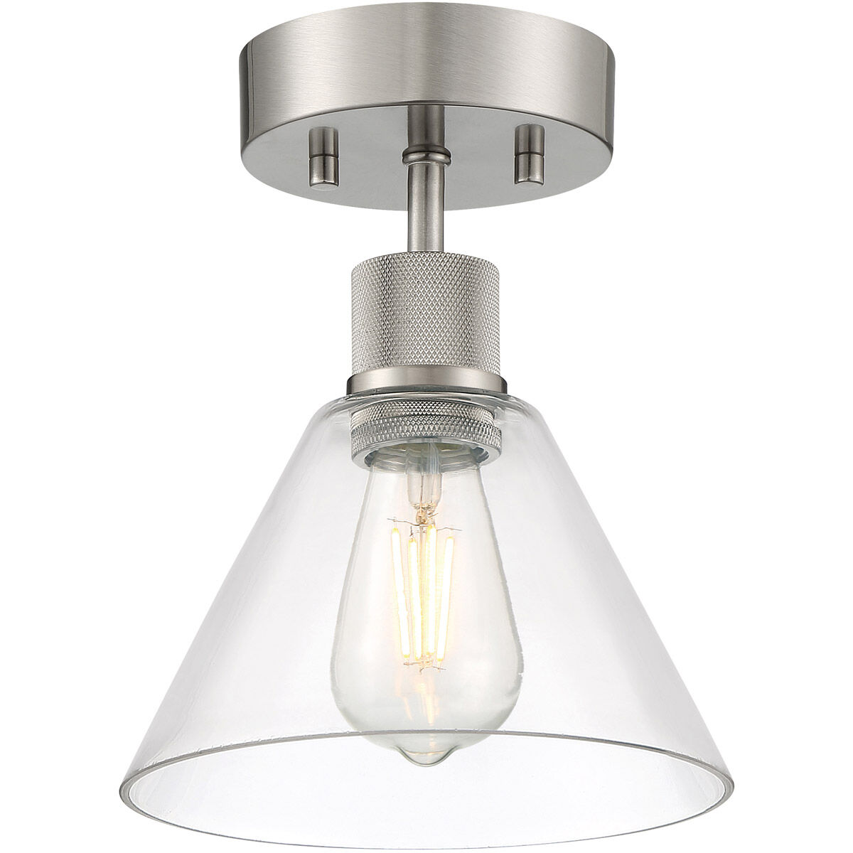 Port Nine LED 8 inch Brushed Steel Semi-Flush Ceiling Light