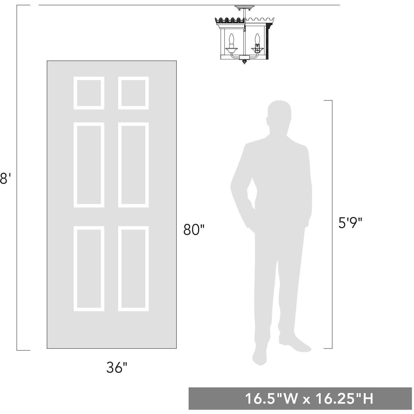 Finley 4 Light 16.5 inch Vintage Sage Semi-Flush Mount Ceiling Light