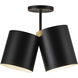 Keiko 2 Light 6 inch Black Semi-Flush Mount Ceiling Light