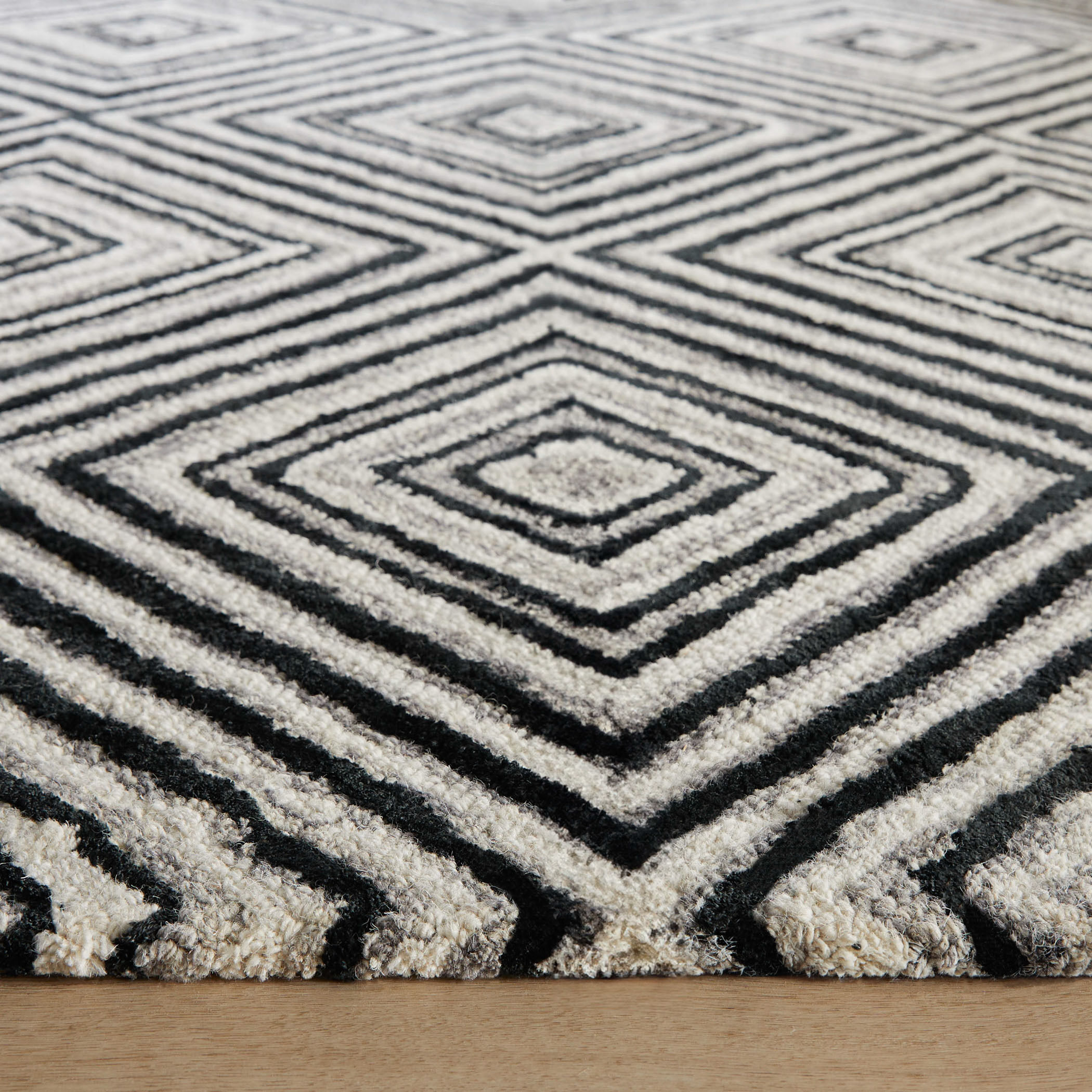 Vani 36 X 24 inch Black/White Rug in 2 x 3