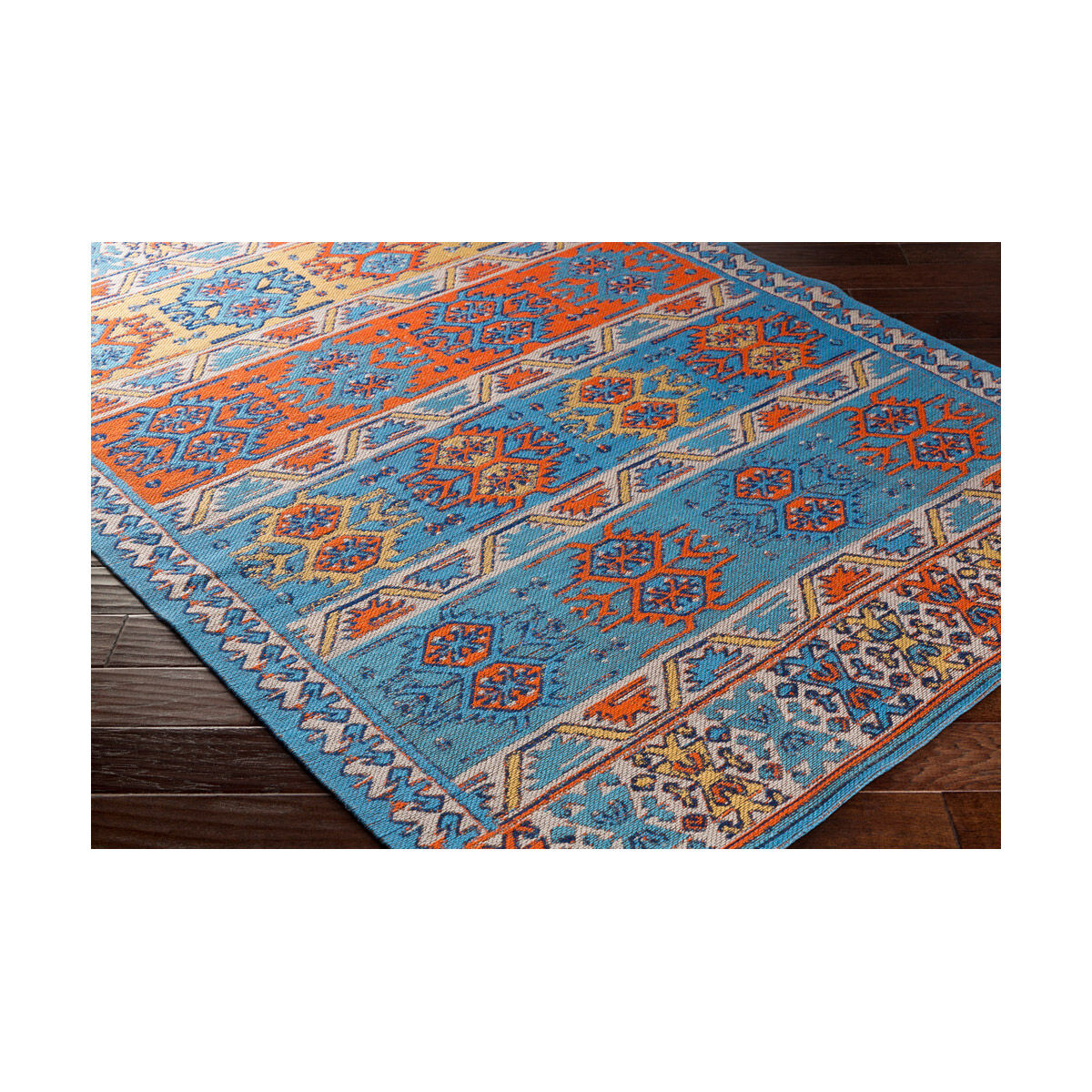 Sajal 36 X 24 inch Bright Orange/Bright Yellow/Sky Blue/Dark Blue Indoor Area Rug, Rectangle