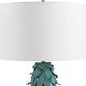 Mina 27.5 inch 150 watt Aged Teal Blue and Crystal with Antique Brass Table Lamp Portable Light
