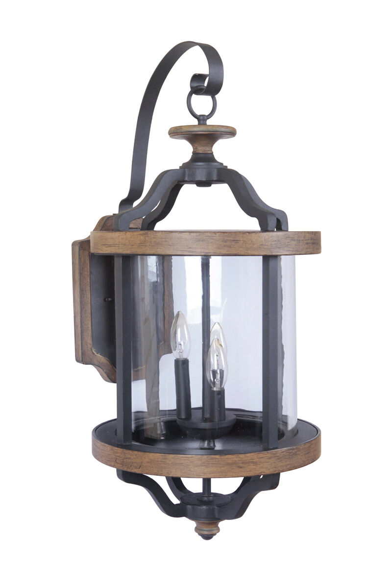 Ashwood 3 Light 29 inch Textured Black/Whiskey Barrel Outdoor Wall Lantern, Extra Large