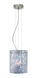 Tamburo 1 Light Satin Nickel Pendant Ceiling Light in Clear Stone Glass, Incandescent
